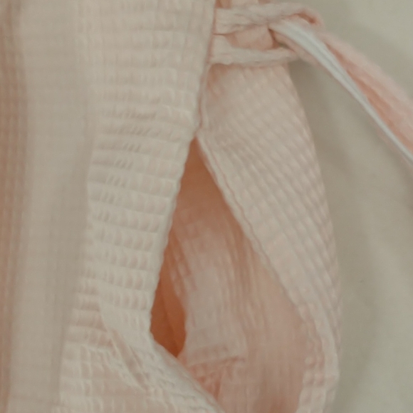 Blush Pink Cotton Terry Lined Waffle Short Wrap Robe High Quality w Pockets L/XL - Picture 11 of 12